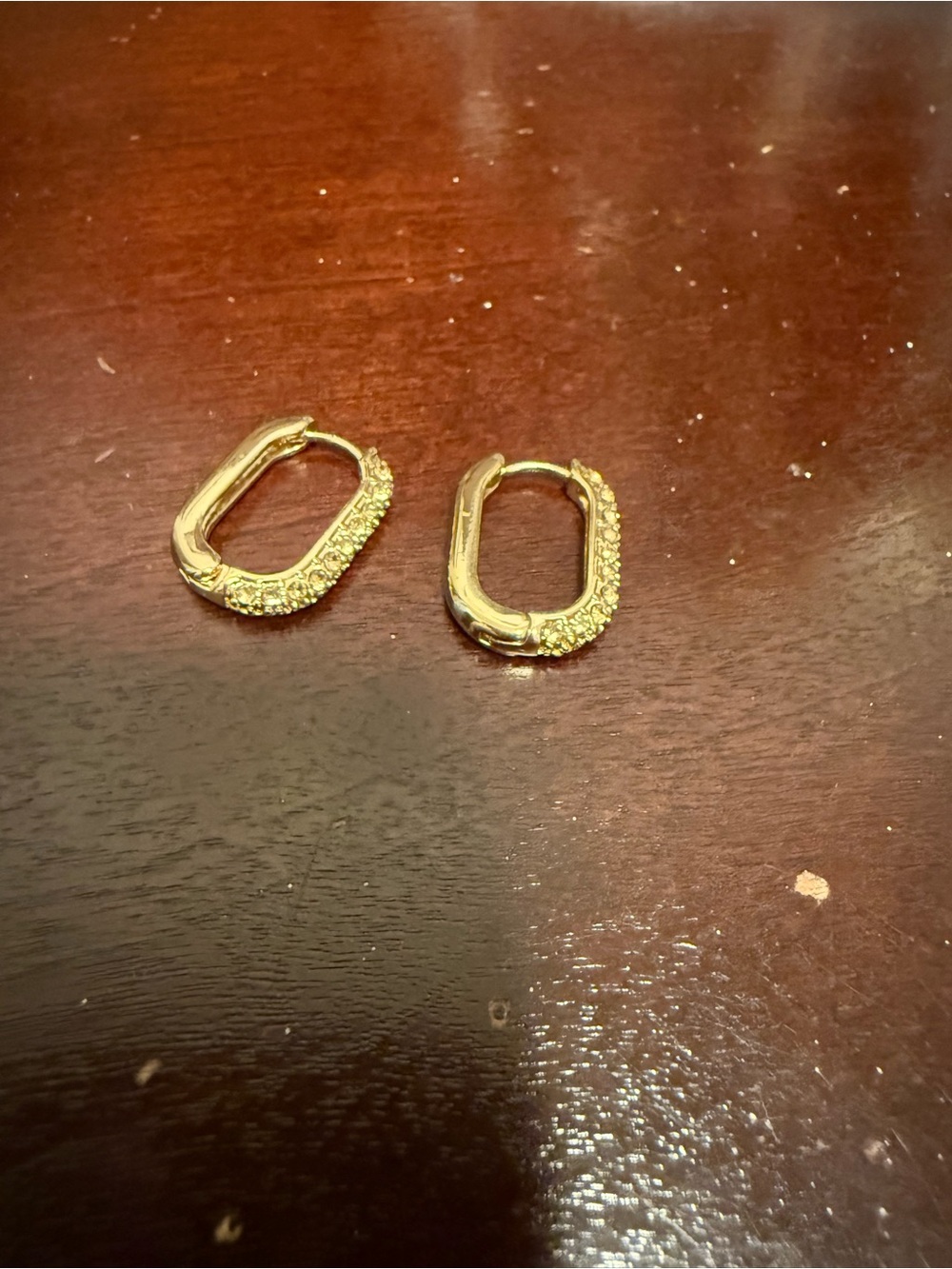 Classic Gold Pavé Oval Huggie Earrings - Gold